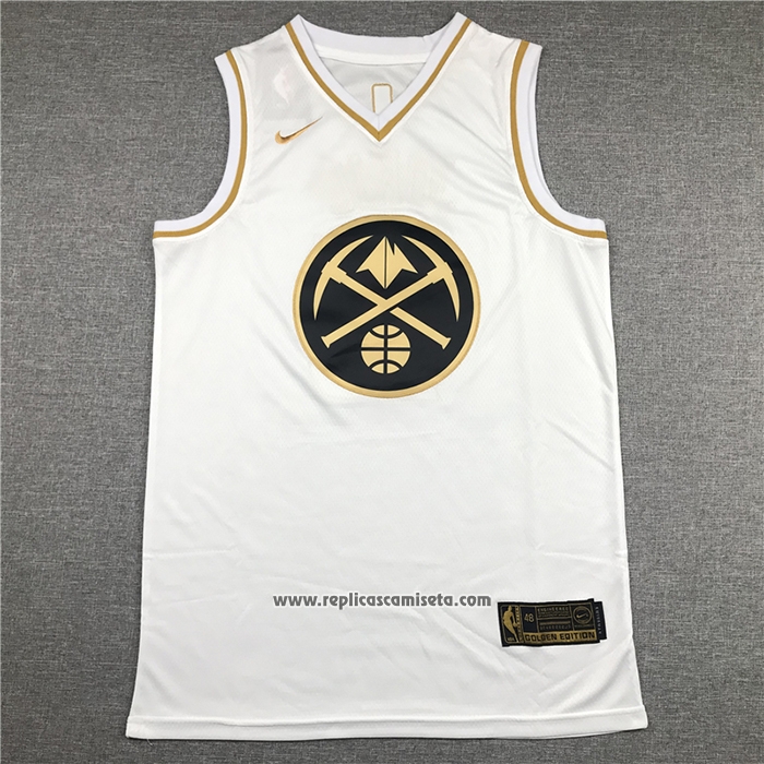 Camiseta Golden Edition Denver Nuggets Nikola Jokic #15 Blanco